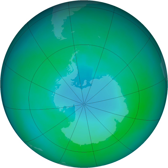 Antarctic ozone map for February 2002
